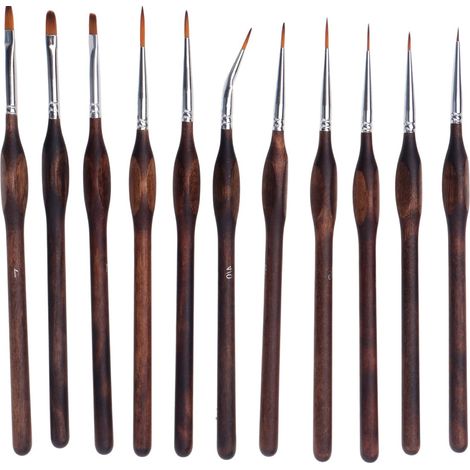 Pinceaux Fins - 11 Pièces - Pour Peinture Acrylique et À L'huile - Manches Ergonomiques - Poils En Nylon - Ferrules En Cuivre - Idéal Pour Travaux Détaillés (1/5)