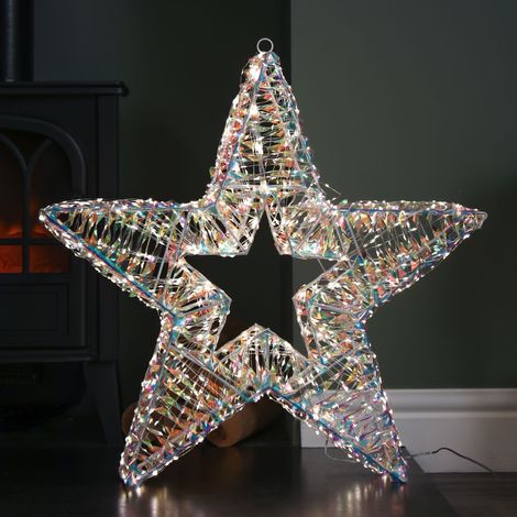 60cm Light up Iridescent Shimmer Christmas Star with 1440 Warm White LEDs (1/2)