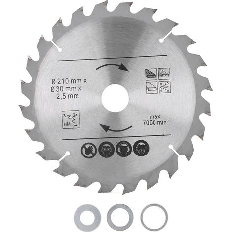 Lame de scie circulaire carbure 210 mm pour coupe bois et plastique, scies à onglet et de table, 24 dents. (1/5)