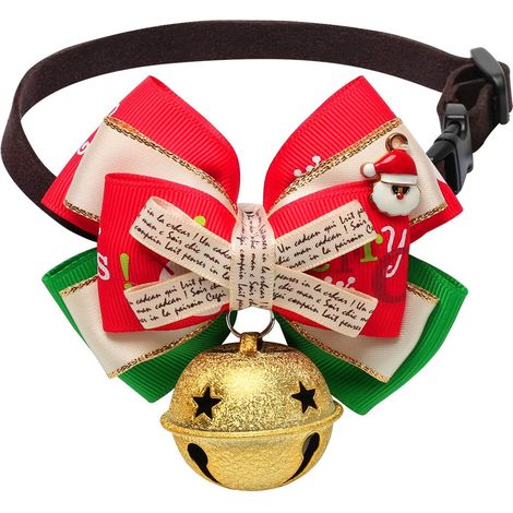 Collier Noel Cat Bow, collier de chat de Noël collier de chiot amovible avec des cloches (1/5)