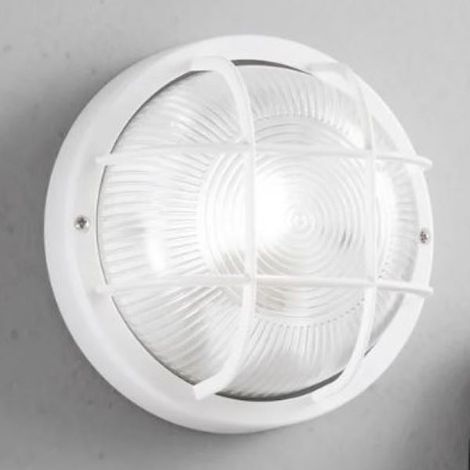 PLAFONIERA SOFFITTO/APPLIQUE PARETE TONDA DA ESTERNO BIANCA 1XE27 TURTLE FAN (1/2)