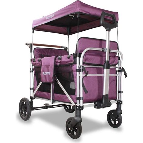 Fuxtec – Chariot de jardin pliable premium XL – Charge max 75 kg – Toit pare-soleil UV – Structure en aluminium – Pliage compact