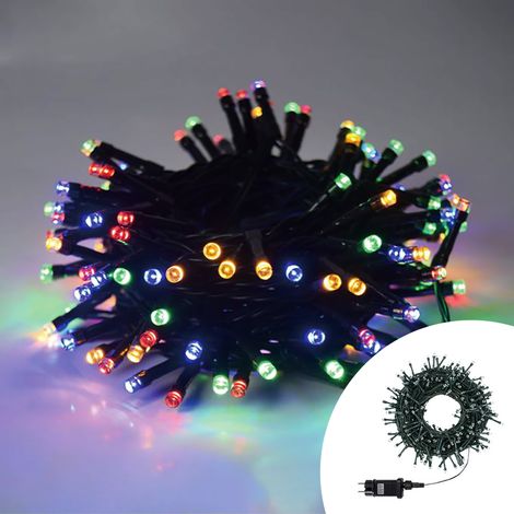 Catena di luci 5 metri da 100 Led Multicolore con cavo verde Wisdom (1/5)