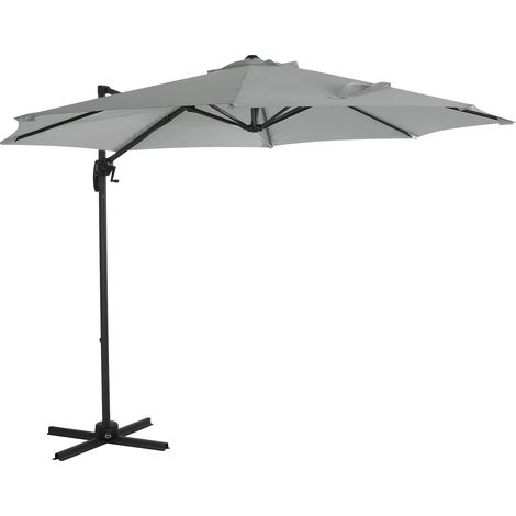 SVITA Sonnenschirm Ampelschirm Garten Terrasse Outdoor 360° Schirm Aluminium drehbar kippbar Gartenschirm Gartenmöbel Hellgrau (1/5)