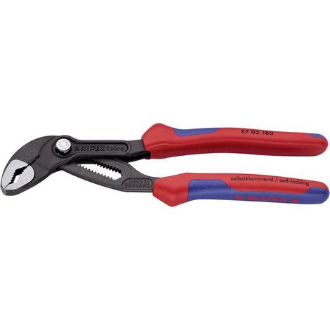 KNIPEX 87 02 180 Cobra® Pinza regolabile di nuova generazione per tubi e dadi con manici multicomponente bonderizzata grigia 180 mm