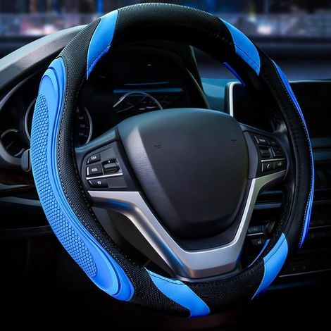 Coprivolante per auto, protezione per volante, antiscivolo, sportivo, diametro 37-38 cm, blu (1/5)