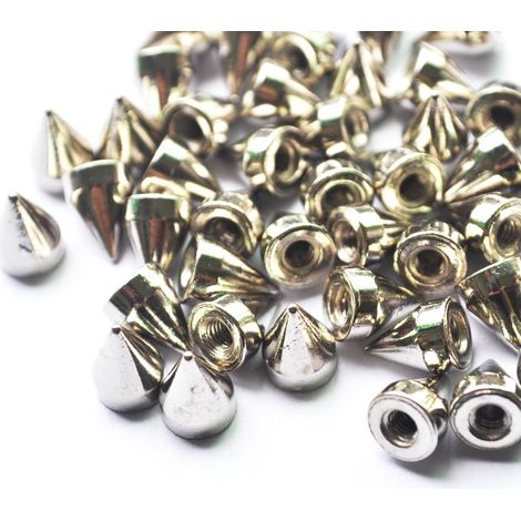 Rivets argentés en forme de cône, clous à vis, bricolage artisanal, kit d'outils de fixation en métal cool punk pour ceintures, vestes, travaux manuels en cuir et réparation de produits de décoration (1/5)