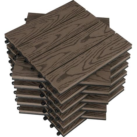 WOLTU Carrelage de sol Dalle WPC 30x30cm, pour jardin terrasse en composite bois-plastique, Brun(22 pièces/2 m²)GTF002br-2