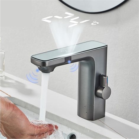 WASCHTISCHARMATUR Sensorarmatur mit Digitalanzeige, Grau