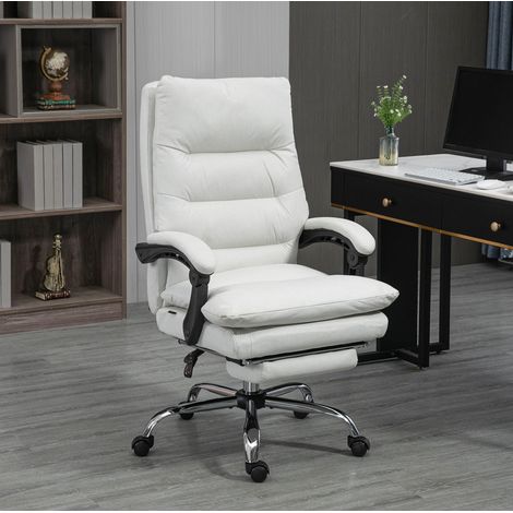 MEUBLIV Silla de oficina 65x72x109-117 cm crema blanco – masaje, respaldo reclinable (1/5)