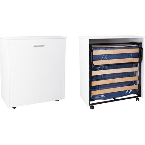 Letto a scomparsa estraibile salvaspazio con materasso 80x180 Bianco Frassino (1/5)