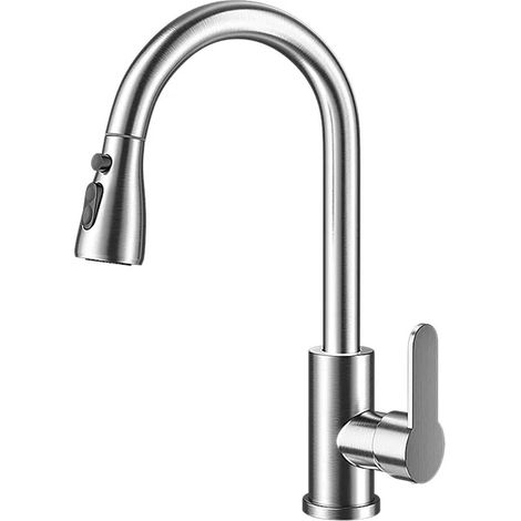Kitchen Faucet with Pull-Down Sprayer , High Arc Pull-Out Kitchen Sink Faucet Provides Efficient Cleaning for RVs (plating) (1/5)