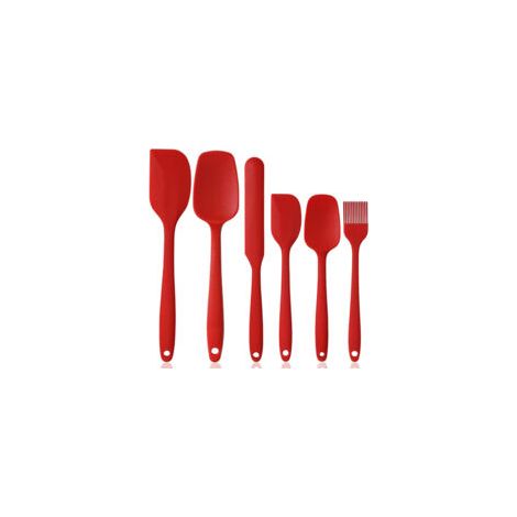 Ensemble de 6 spatules en silicone résistantes à la chaleur, couleur rouge, avec sac OPP (1/5)