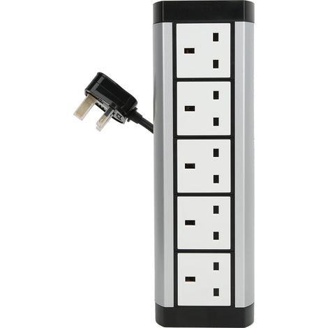 Prise électrique 5 prises de table pour appareils domestiques et bureau, standard UK 250V, multiprise compacte. (1/5)