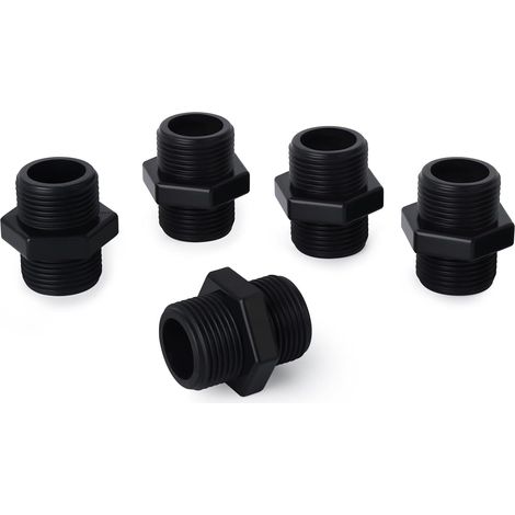 5 pièces Raccord, Mamelon hexagonal, PVC, 3/4 BSP, Plomberie