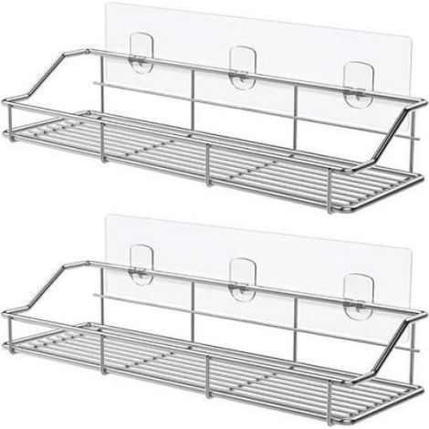 Serviteur De Douche - Acier Inoxydable SUS304 - Sans Perçage - Pour Salle De Bain Cuisine Toilette - Lot De 2 (1/5)