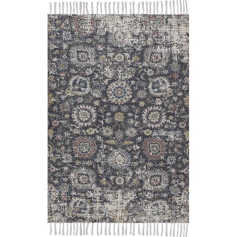 Alfombra de poliéster multicolor algodón 150 x 230 cm borlas envejecido oriental sala de estar dormitorio Armutalan (1/5)