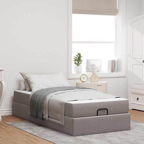 Bettgestell mit Matratze 2 pcs Taupe Stoff