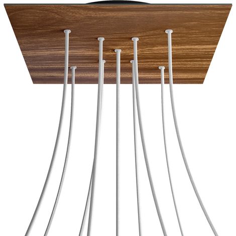 creative cables Rosone XXL Rose-One Quadrato, 400 mm con 9 Fori a X e 4 Fori Laterali - Legno, Nero (1/5)