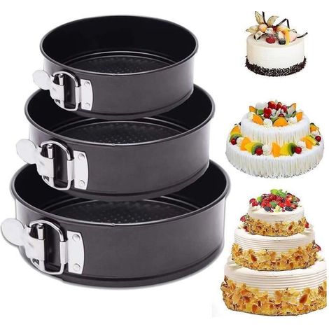 3 Moules à Gâteau Ronds - moule à gâteau antiadhésif 3 Etages pièce montée (1/4)