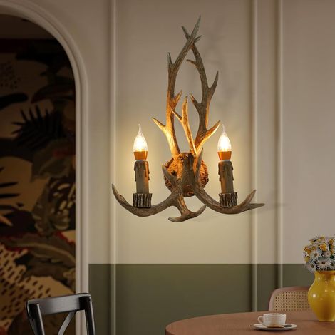 Wandlampe, Retro Geweihlampe Deckenleuchte, Kronleuchter Harz Hirsch Hirschgewei Geweih, Deckenlampen Licht HäNgelampe für Küche Hotel Bar Café Lesesaal