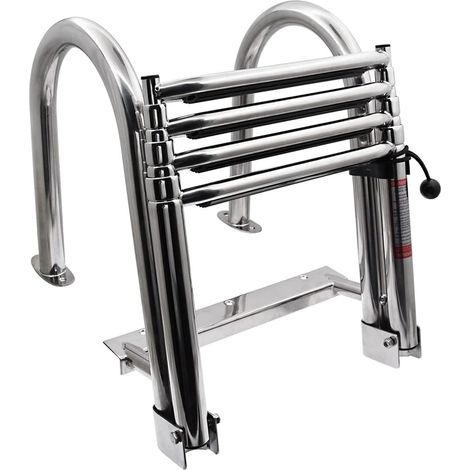 Échelle de Bateau 4 Marches en Acier Inoxydable, Échelle de Piscine et Ponton avec Marches Antidérapantes Capacité 200kg Echelle Telescopique pour Piscine, Bateau, Quai (1/5)