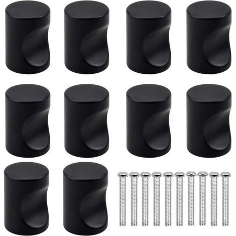 10PCS Noir Tiroir de Porte Poignée, Bouton de Meubles, Unique Trou Rond Boutons de Tiroir, Moderne Boutons de Porte, Poignées de Meuble pour Placard Armoire Cuisine, Chambre d'enfant (1/5)