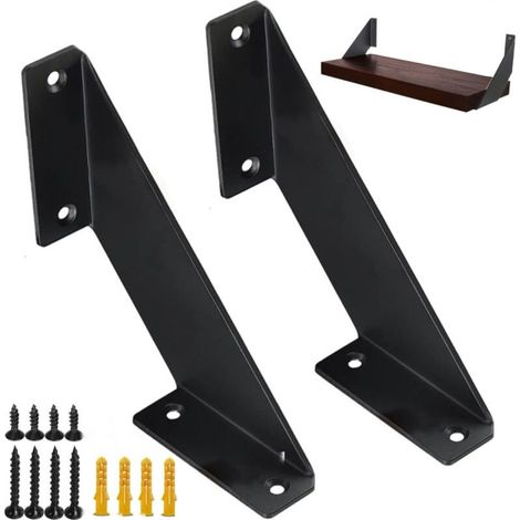 2 Pcs Equerre Etagere Murale Rustiques, Equerre Charge Lourde Ancien, Support Etagere Murale pour étagères Bricolage 20cm (1/5)