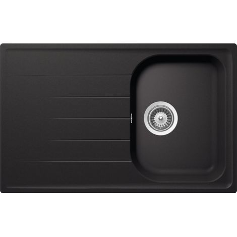 SCHOCK Lavello Cucina Lithos D100S 1 Vasca Small con Gocciolatoio, Vasca Reversibile, Materiale Cristalite®, Nero Assoluto, 790x500mm (1/5)