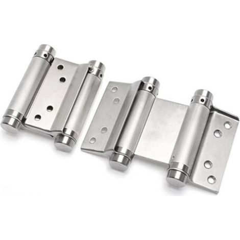 2 Paires de Charnières de Porte Battante de Saloon Café Comptoir à Double Action en Acier Inoxydable Réglable Parfait à Fermeture Automatique 75 mm (Charge Jusqu'à 15kg)