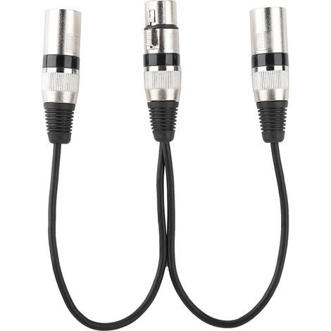Adaptateur XLR Femelle 30cm vers Double Mâle pour Micro Canon, Câble de Division Audio Noir (1/5)