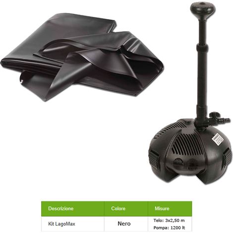 Kit laghetto facile completo 2 in 1 t lagomax pompa 1500 litri e telo metri 3x2,50 (1/2)