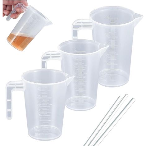 3er Set Messbecher 50ml 100ml 250ml – Präziser Messbecher Klein aus Kunststoff mit Skala – Dosierhilfe für Küche, Backen, Labor, Kochen & Wäsche