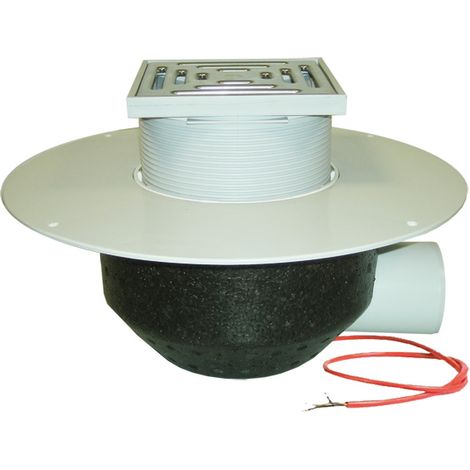 Horizontaler Dachablauf DN75 mit PVC-Kragen, beheizbar (10-30W/230V). Begehbar - 148x148mm/137x137mm