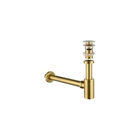 Bonde de vidange en acier inoxydable avec trop-plein pour salle de bain, siphon pour évier de cuisine et de salle de bain, finition or brossé (1/5)