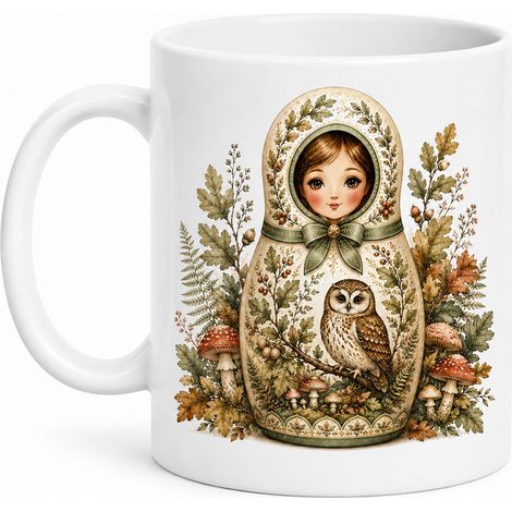 Mug poupée russe chouette des bois 350 ml (1/2)