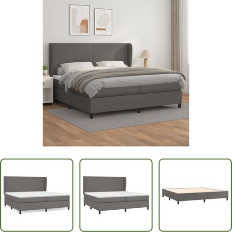 vidaXL Matratze - Boxspringbett mit Matratze Grau 200x200 cm Kunstleder (1/5)