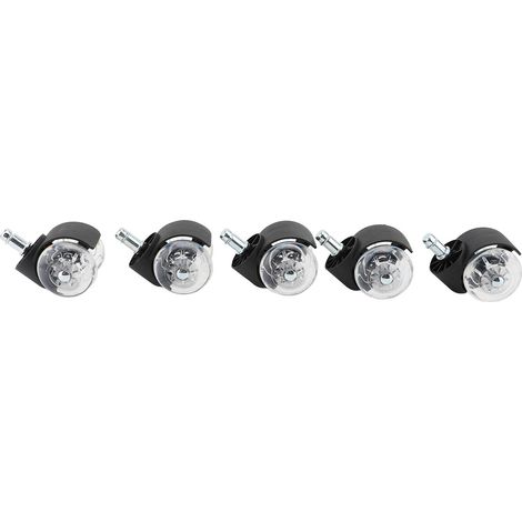 Roues de chaise de bureau, 5 pièces, Circlip en PU transparent, forte charge, roulettes de bureau à roulement silencieux pour remplacement (1/2)