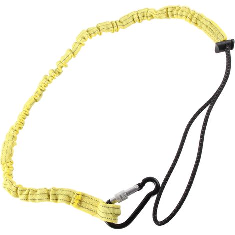 Corde de sécurité nylon jaune avec mousqueton ordinaire, longe d'outil antichute pour escalade (1/5)