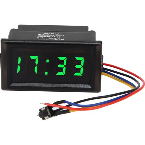 Senyar horloge numérique de voiture, DC4.5-30V étanche voiture antipoussière horloge électronique automatique LED affichage numérique(vert) (1/5)