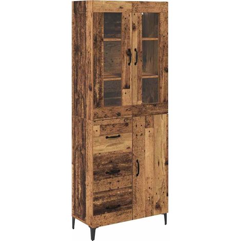 vidaXL Highboard Old Wood 69.5 x 34 x 180 cm Engineered Wood