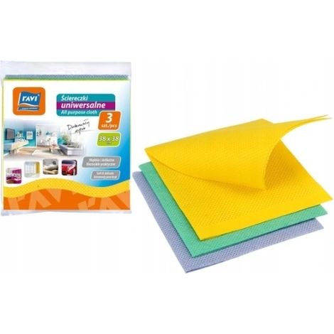 Chiffons de ménage universels 38x38 cm, lot de 3