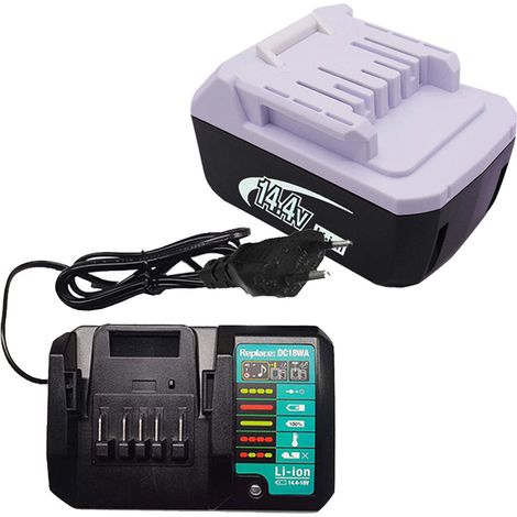 (2 pièces) Batterie BL1440G 14,4V 4,0Ah & Chargeur DC18WA 14,4V & 18V Pour Makita 196375-4 BL1411G BL1413G BL1415G HP347D DF347D JV143D TD126D UH480D DF347D DF347D DF347D HP347D JV143D TD126D UH480D UM165D UR140D (1/5)