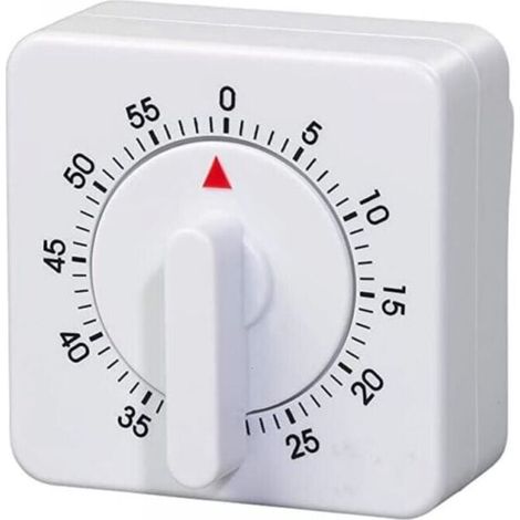 Petite minuterie mécanique à pendule carrée, 60 minutes/1 heure portable, aucune pile nécessaire pour le contrôle de la rotation (1/4)