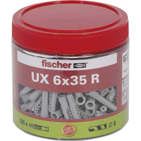 Cheville pour tous les matériaux de construction UX 6x35 avec collerette/Roundbox de 185 (1/4)