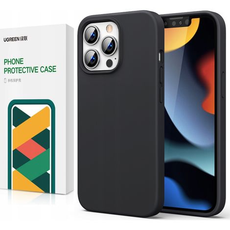 Funda protectora de silicona Ugreen, funda flexible de silicona para iPhone 13 Pro, color negro. (1/5)