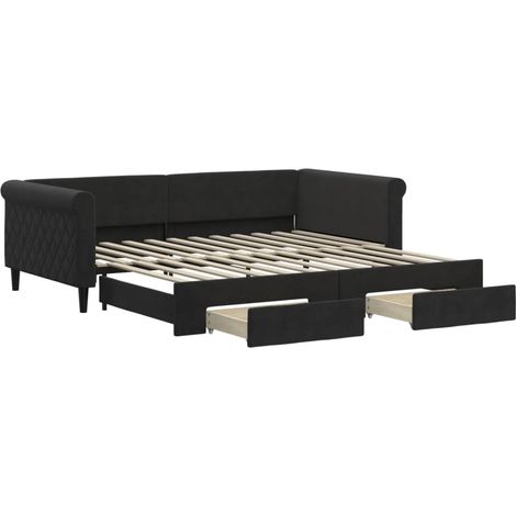 Maison Exclusive - Tagesbett Ausziehbar mit Schubladen Schwarz 10