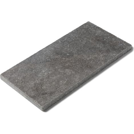 Margelle de piscine en pierre naturelle – 60x30x3 cm – Bord droit gris – Finition vieillie pour aménagement extérieur (1/4)