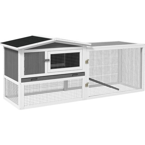CHICFURN Conejera 156 x 58 x 68 cm de madera gris claro con techo bituminoso (1/5)