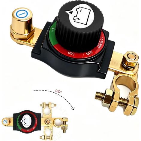 Coupe Circuit Batterie 12V 24V 48V, Master Switch batterie 300A, Isolateur Interrupteur de Batterie pour Yacht Bateau Camion Bus Voiture Moto Caravanes (Noir) (1/5)